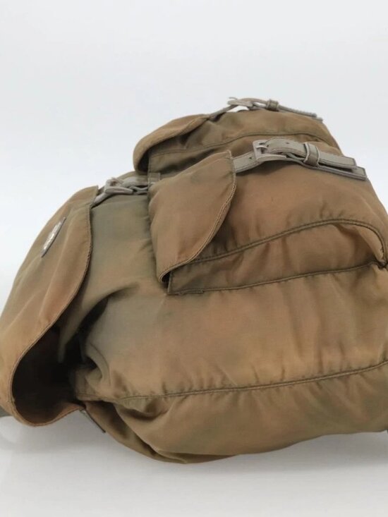 PRADA Backpack Nylon Khaki Silver Auth YKZ1086 main image 10